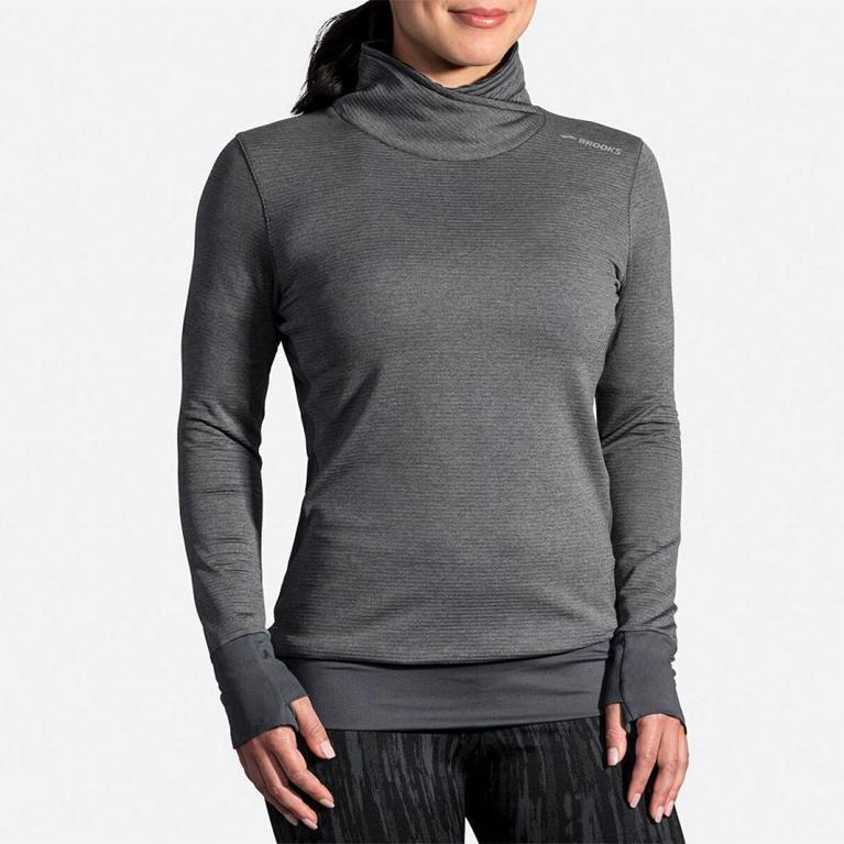 Brooks Women's Notch Thermal Long Sleeve Running Shirt - Grey (ZVFS02176)